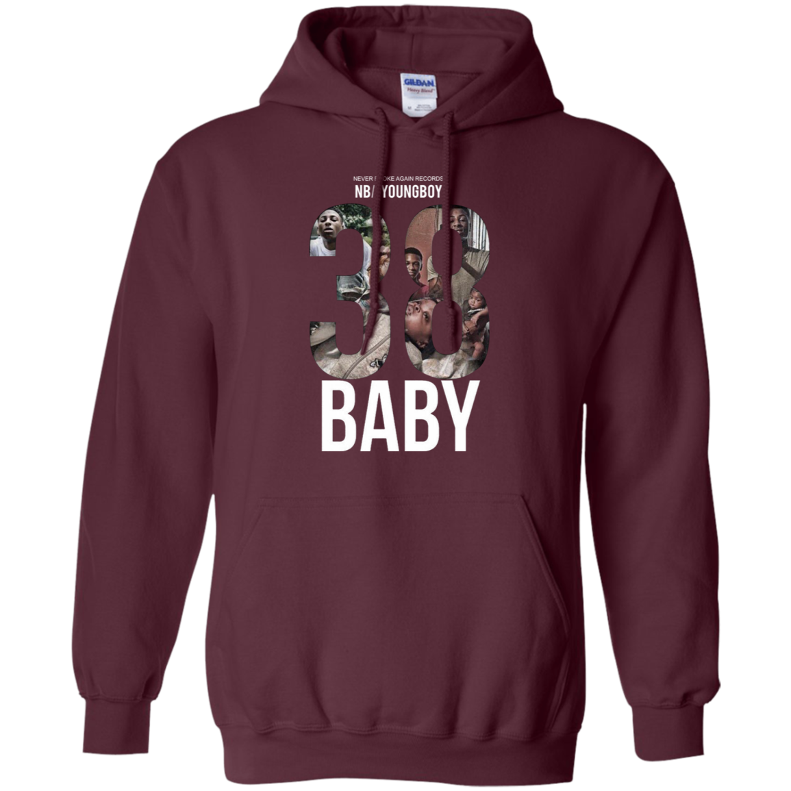 38 Baby Hoodie NBA Youngboy - Maroon / S - Sweatshirts