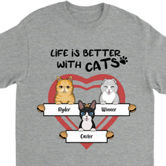 Custom Life is better with Cats Personalized Shirts Gift for Valentines Day 2025