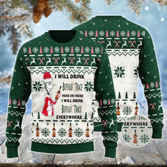 Buffalo Trace Cat Hat Will Drink Everywhere Ugly Sweater