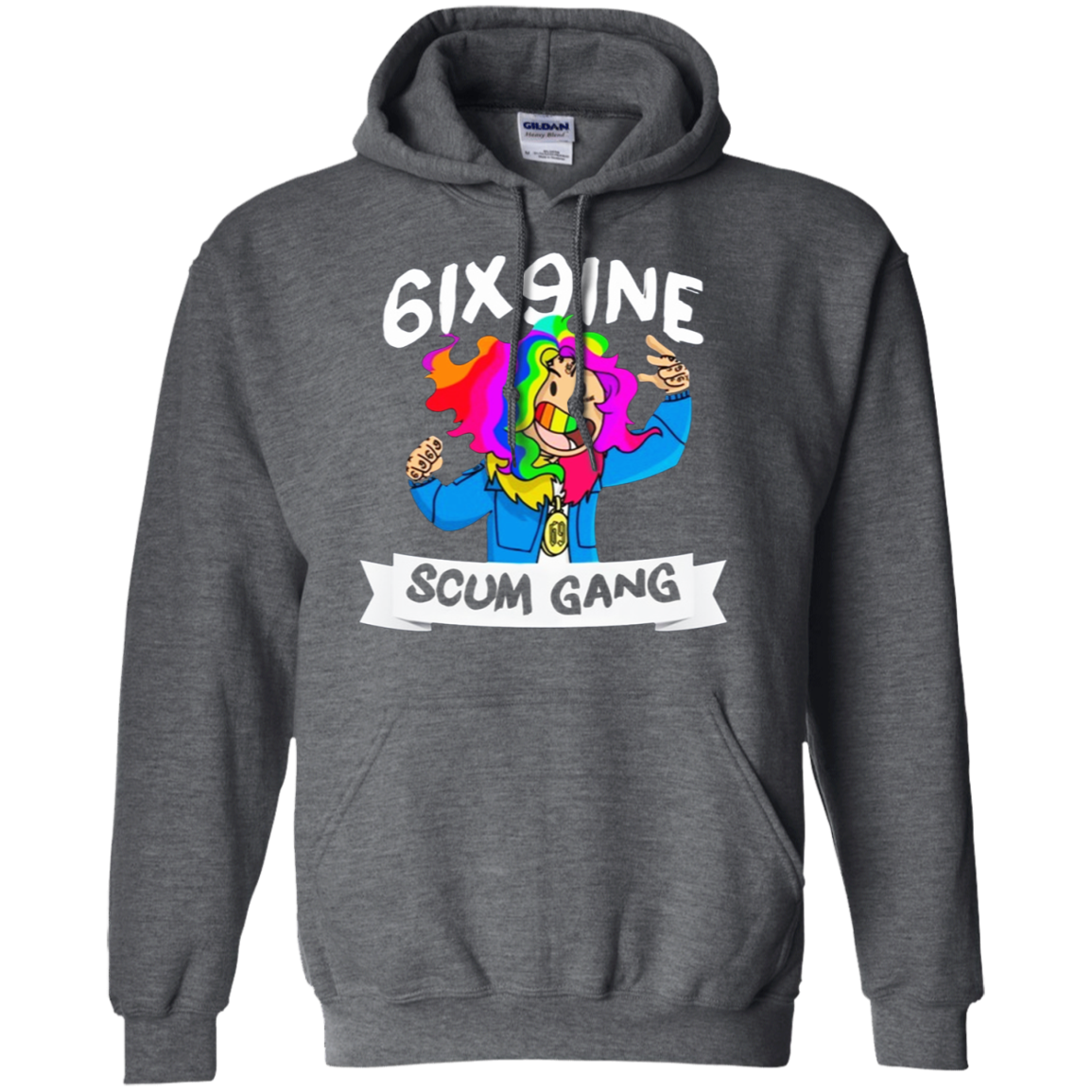 6ix9ine Hoodie - Dark Heather - Shipping Worldwide - NINONINE