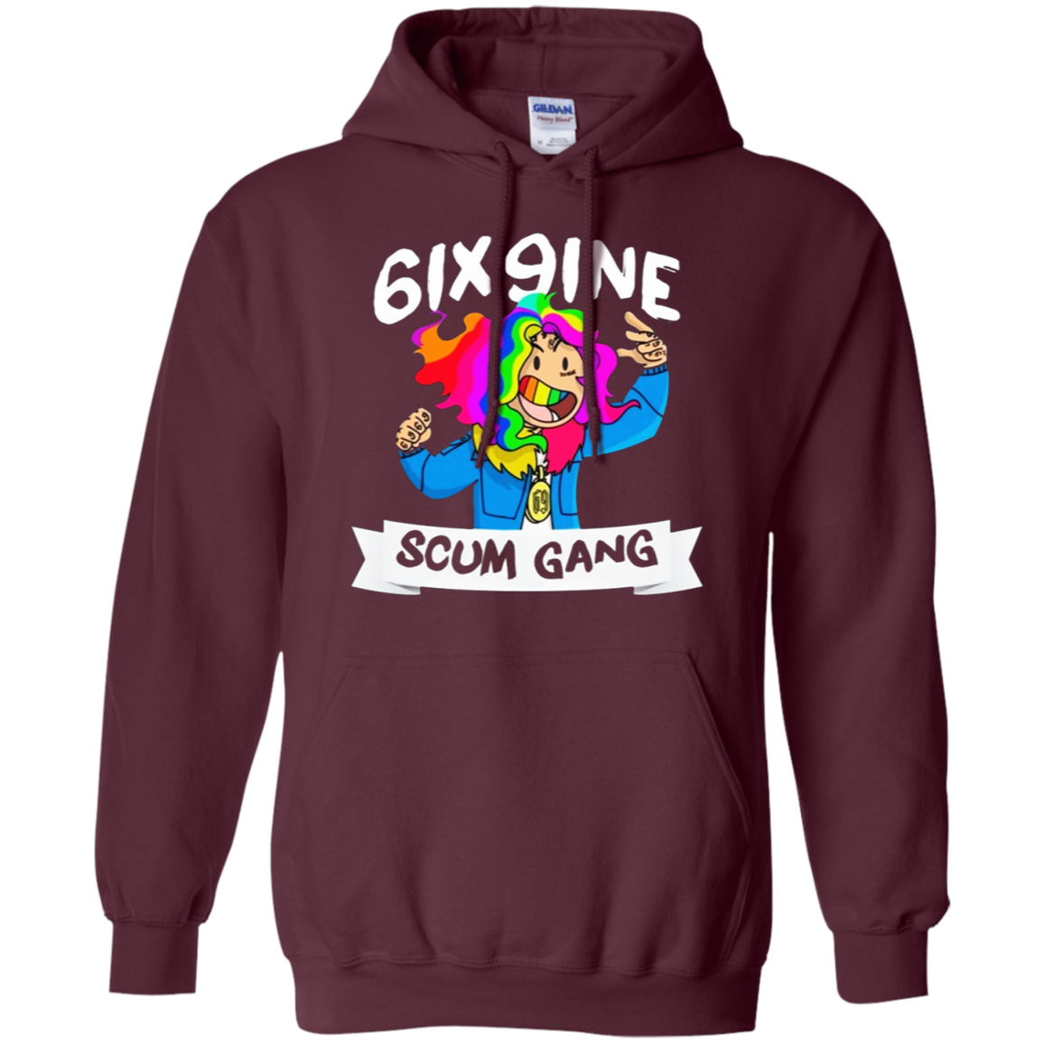 6ix9ine Hoodie - Maroon - Shipping Worldwide - NINONINE