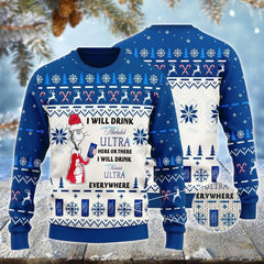 Michelob Ultra Cat Hat Will Drink Everywhere Ugly Sweater