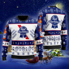 Pabst Blue Ribbon Xmas Ugly Sweater