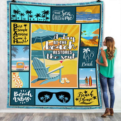 A Day At Beach Fleece Blanket JN261 30O53