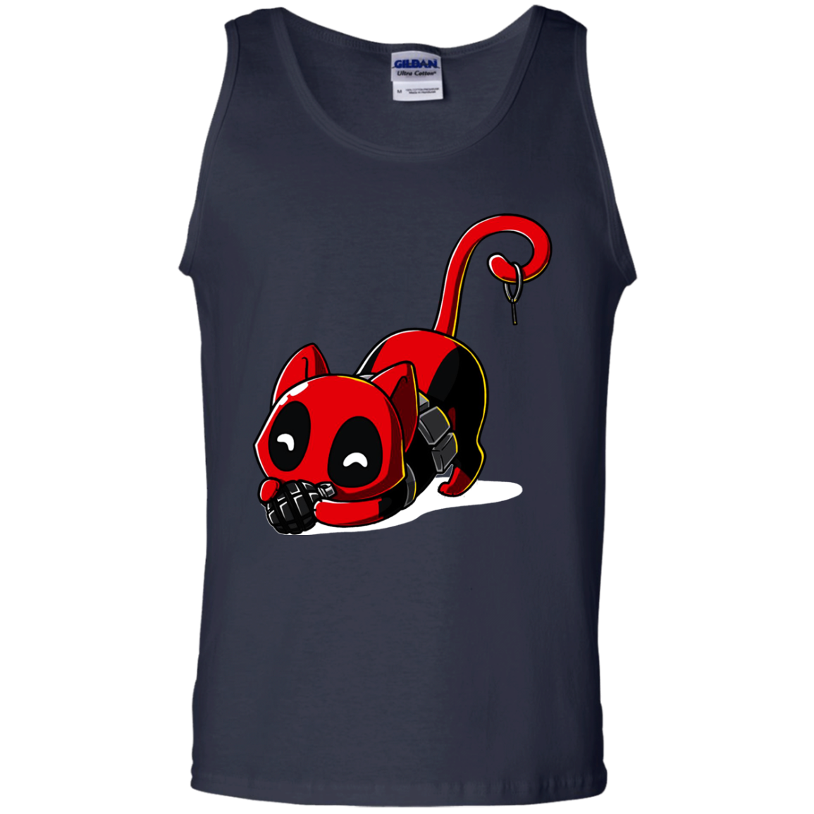 Deadpool Cat Tank Top Playing With Grenade - NINONINE