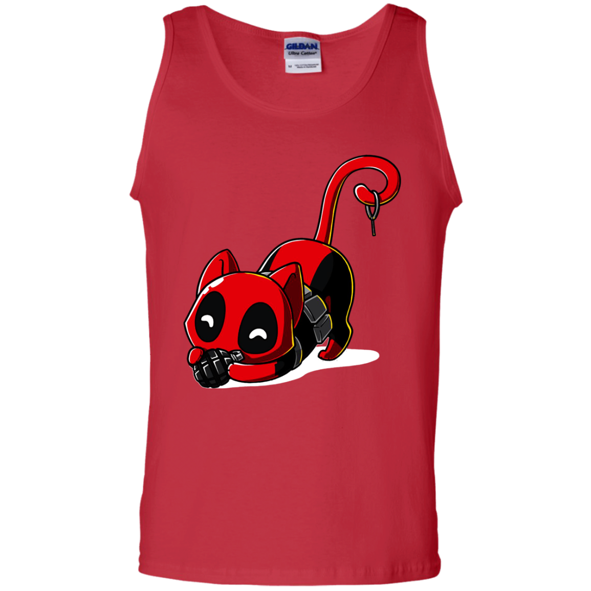 Deadpool Cat Tank Top Playing With Grenade - NINONINE