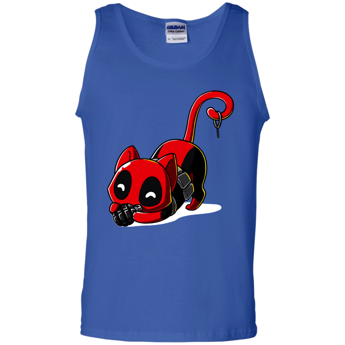 Deadpool Cat Tank Top Playing With Grenade - NINONINE