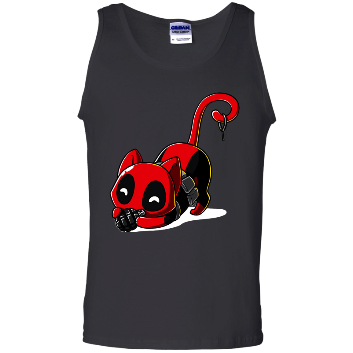 Deadpool Cat Tank Top Playing With Grenade - NINONINE