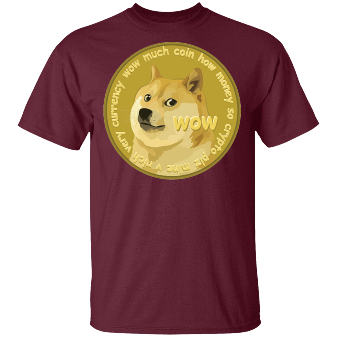 Dogecoin Shirt-Maroon-S-NINONINE