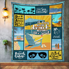 A Day At Beach Fleece Blanket JN261 30O53