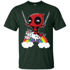 Funny Deadpool Riding Unicorn Shirt - NINONINE