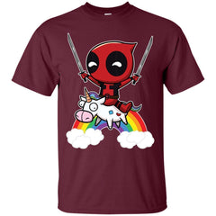 Funny Deadpool Riding Unicorn Shirt - NINONINE