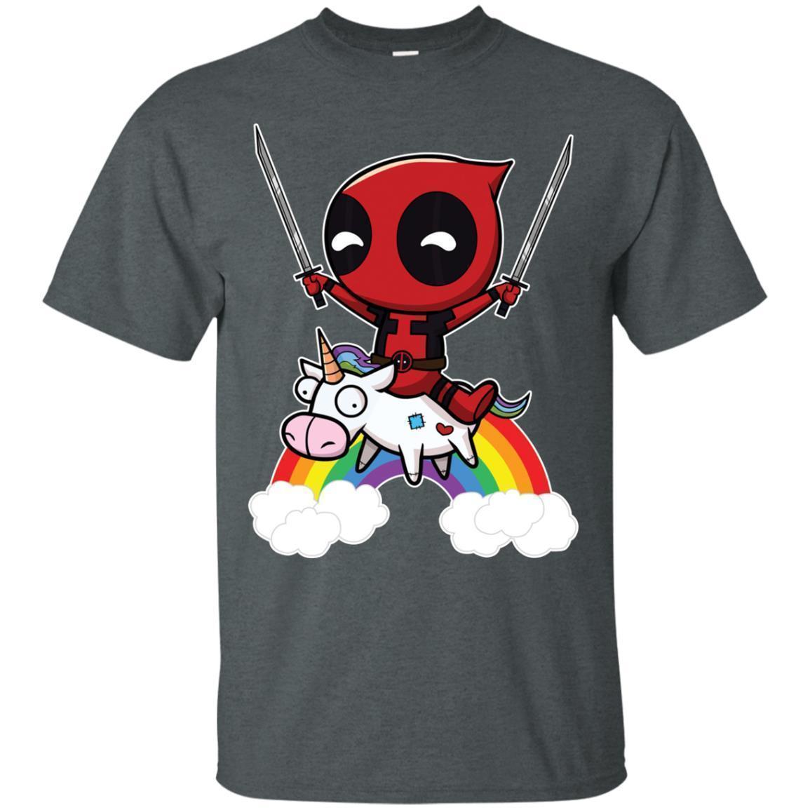 Funny Deadpool Riding Unicorn Shirt - NINONINE