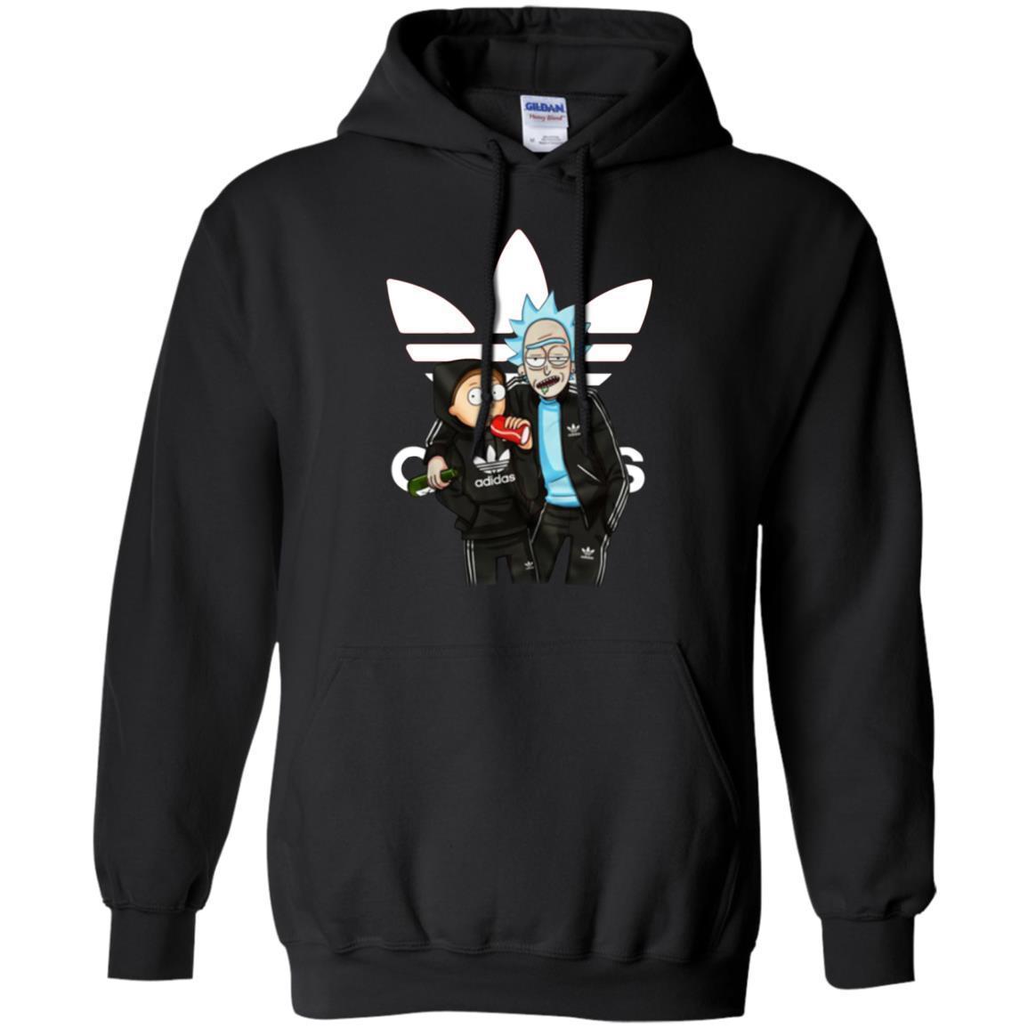 Rick And Morty Adidas Hoodie - Black / S - Sweatshirts