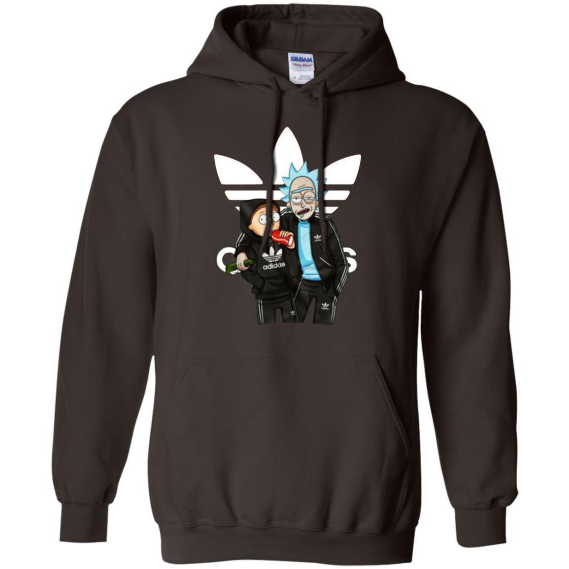 Rick And Morty Adidas Hoodie - Dark Chocolate / S -