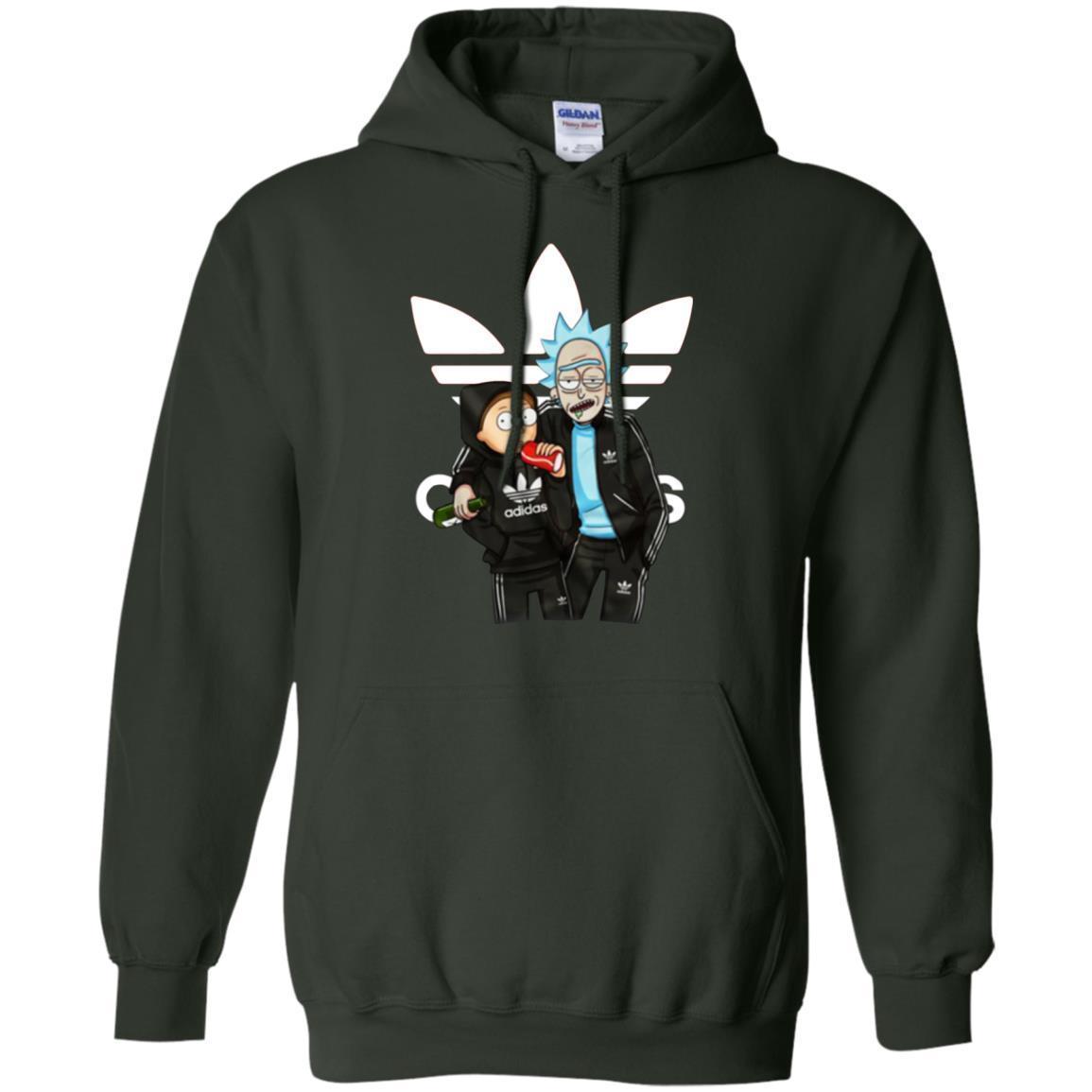 Rick And Morty Adidas Hoodie - Forest Green / S -