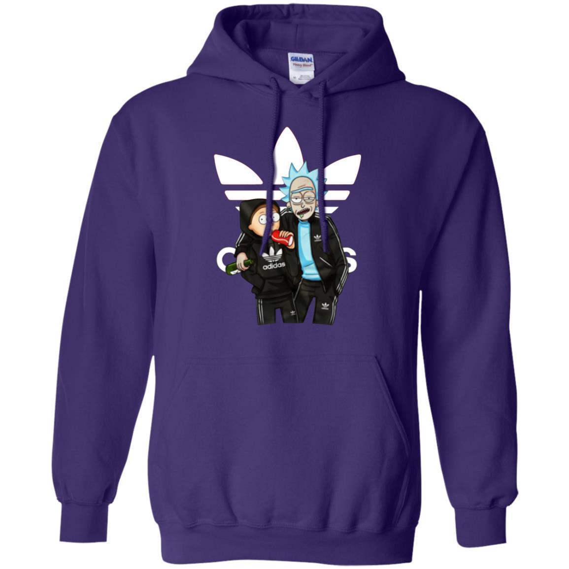 Rick And Morty Adidas Hoodie - Purple / S - Sweatshirts