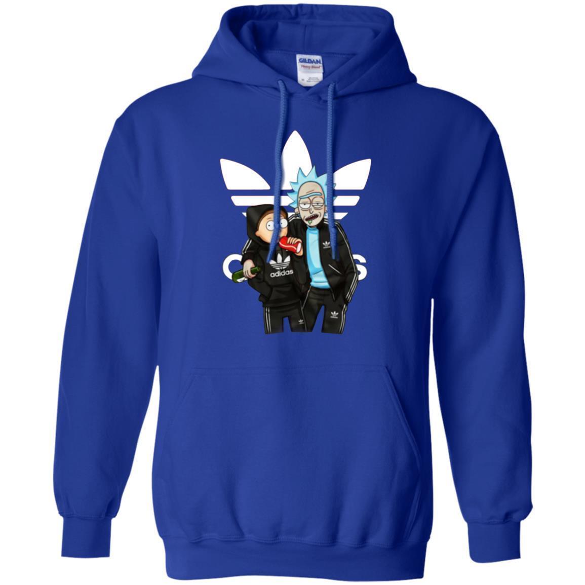 Rick And Morty Adidas Hoodie - Royal / S - Sweatshirts